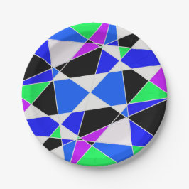 Plato De Papel Purple blue white triangle abstract