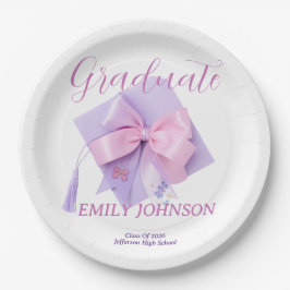 Plato De Papel Purple Cap Graduation Party Paper