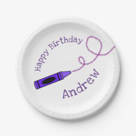 Plato De Papel Purple Crayon Personalizado