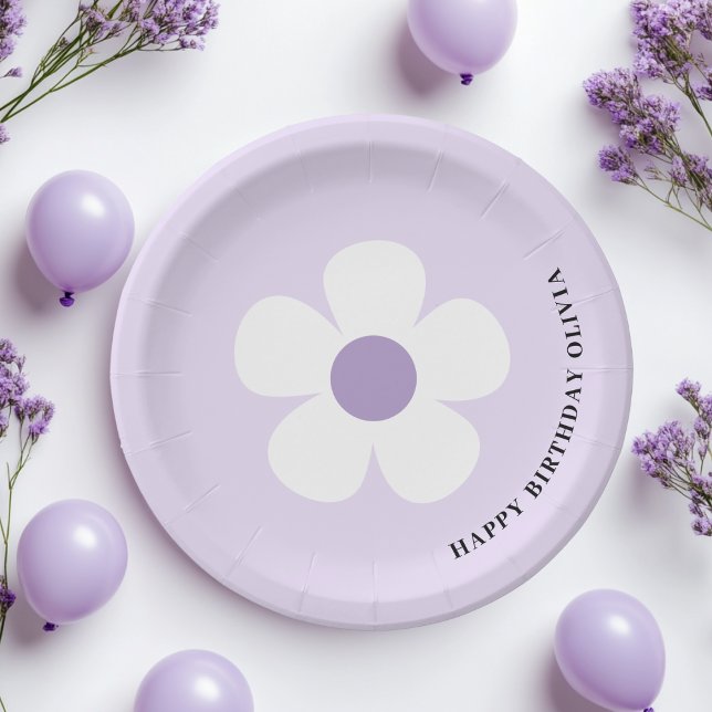 Plato De Papel Purple Daisy Happy Birthday Fiesta (Subido por el creador)