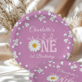 Plato De Papel Purple Daisy Wild One 1st Birthday 