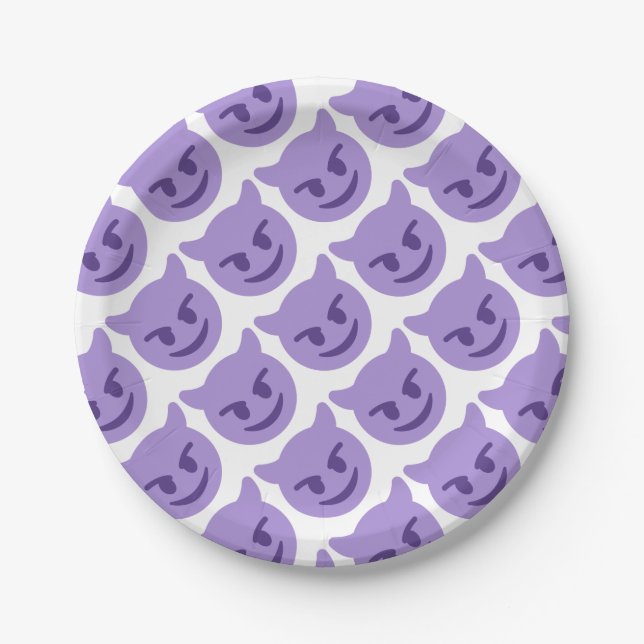 Plato De Papel Purple Devil Emoji (Anverso)
