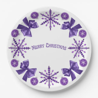 Plato De Papel Purple Elegance Christmas Paper Plate