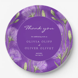 Plato De Papel Purple Eustomas Boda Gracias