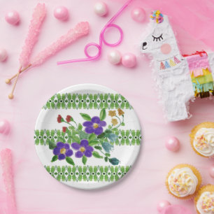 Plato De Papel Purple Floral