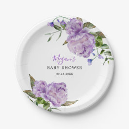 Plato De Papel Purple Floral Baby Shower