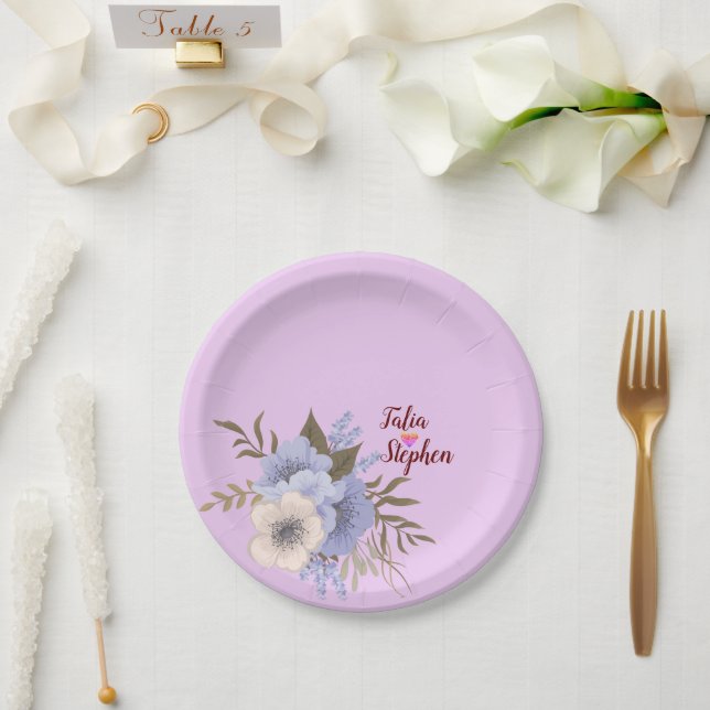 Plato De Papel Purple flower (Boda)