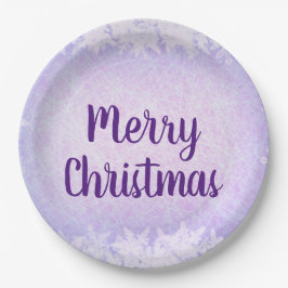 Plato De Papel Purple Frost Merry Christmas