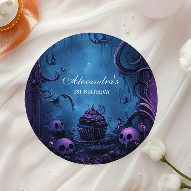 Plato De Papel Purple Gothic Spooky ONE Cumpleaños (Subido por el creador)