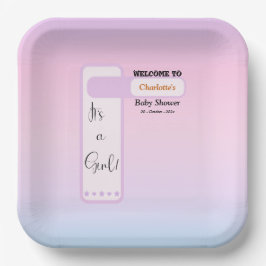 Plato De Papel Purple Gradient Cute Eyeball Text Baby Shower