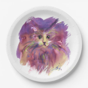 PLATO DE PAPEL PURPLE KITTEN,KITTY CAT RETRAT