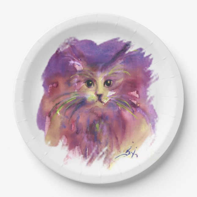 PLATO DE PAPEL PURPLE KITTEN,KITTY CAT RETRAT (Anverso)