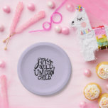Plato De Papel Purple Lavender Wild Unicorn Birthday<br><div class="desc">Purple Lavender Wild Unicorn Birthday</div>