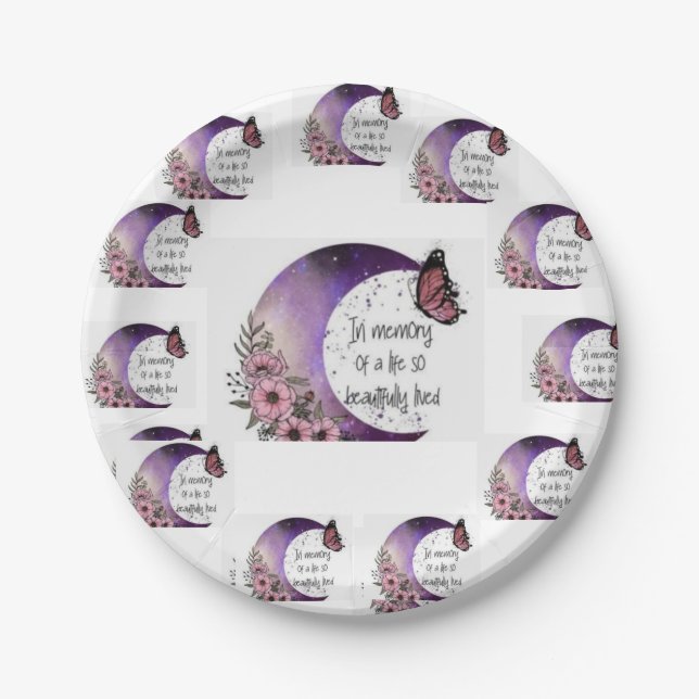 Plato De Papel PURPLE 💜 💜 MOON DISIGN INPaper Plate (Anverso)