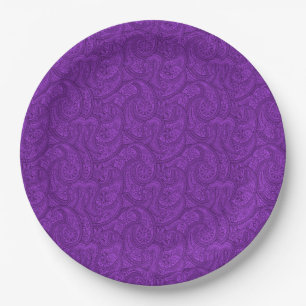 Plato De Papel Purple Paisley