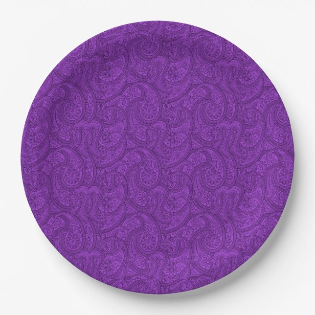 Plato De Papel Purple Paisley (Anverso)