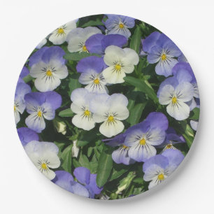 Plato De Papel Purple Pansies Garden Floral