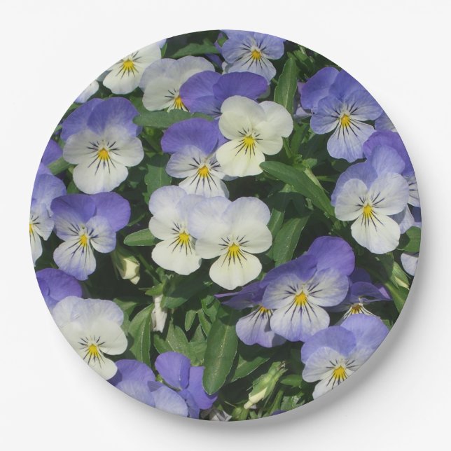 Plato De Papel Purple Pansies Garden Floral (Anverso)