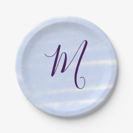 Plato De Papel Purple pastel watercolor monogram name letterretro