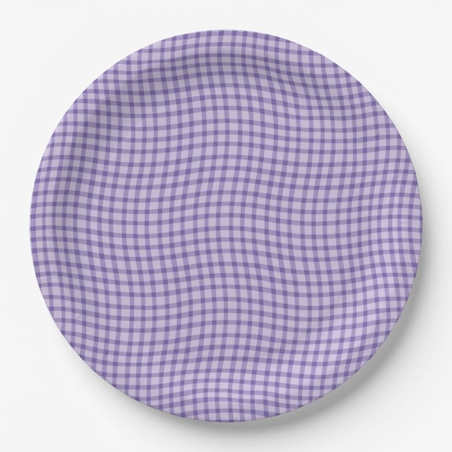 Plato De Papel Purple Plaid Checker Seamless Pattern (Anverso)