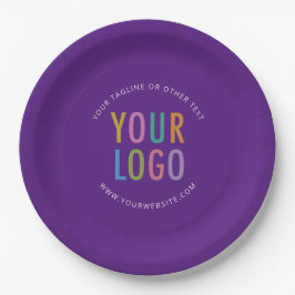 Plato De Papel Purple Round Paper Plates Business Logo Printed