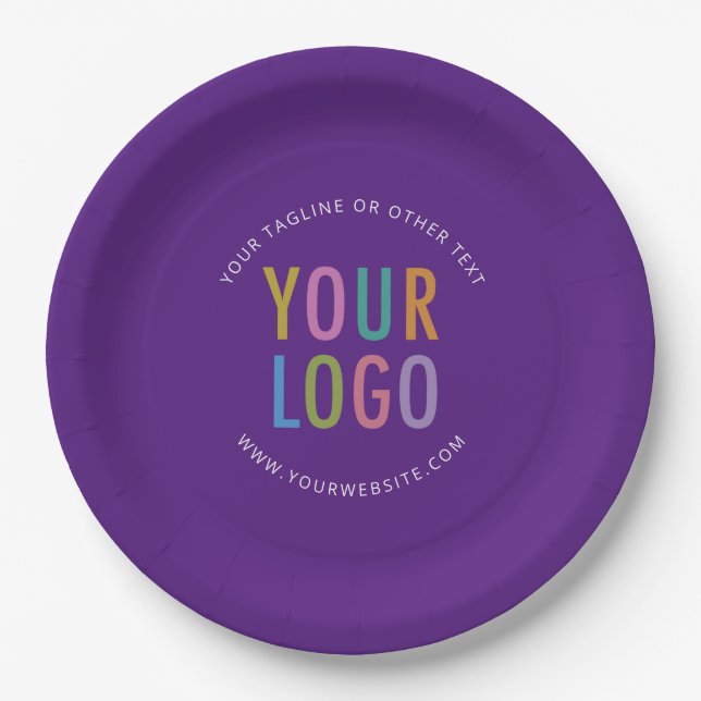 Plato De Papel Purple Round Paper Plates Business Logo Printed (Anverso)
