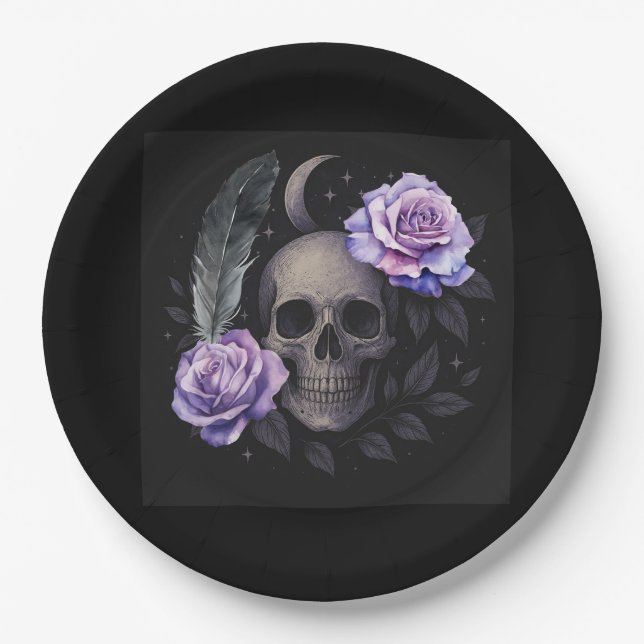 PLATO DE PAPEL PURPLE SKULL (Anverso)