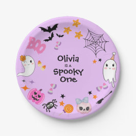 Plato De Papel Purple Spooky One Cute Halloween 1er cumpleaños