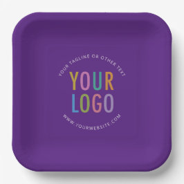Plato De Papel Purple Square Paper Plates Custom Logo Printed