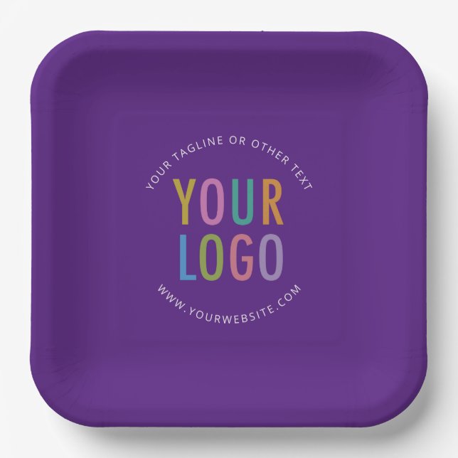 Plato De Papel Purple Square Paper Plates Custom Logo Printed (Anverso)