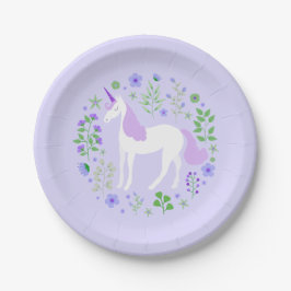 Plato De Papel Purple Unicorn Faux Purple Purpurina