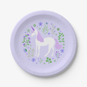 Plato De Papel Purple Unicorn Faux Purple Purpurina