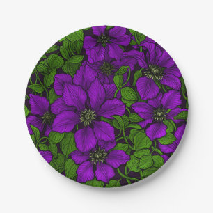 Plato De Papel Púrpura Clematis