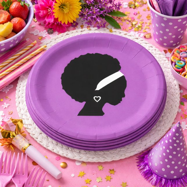 Plato De Papel Púrpura de pelo afro (Subido por el creador)