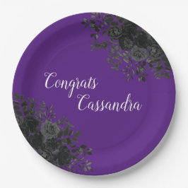 Plato De Papel Púrpura del partido de graduación gótica oscuro Ro