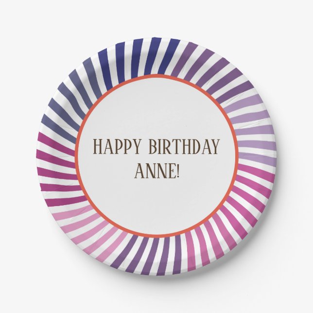 Plato De Papel Púrpura, hippie, Personalizado, placas de papel (Anverso)