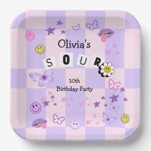 Plato De Papel Púrpura Música Pop Tween Invitación al cumpleaños