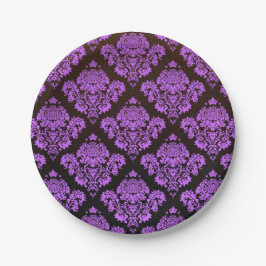 Plato De Papel púrpura, negro, damasco, vintage, antigüedad,