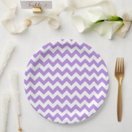 Plato De Papel Púrpura Zigzag, Púrpura Chevron, Patrón Geométrico
