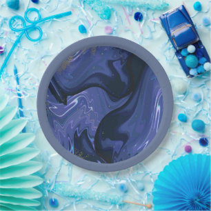 Plato De Papel Purpurina azul giratorio galaxia Resumen Patrón có