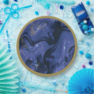 Plato De Papel Purpurina azul giratorio galaxia Resumen Patrón có