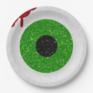 Plato De Papel Purpurina Bloody Eyeball