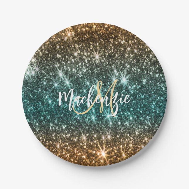 Plato De Papel Purpurina brillante y colorido (Anverso)