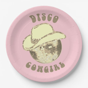 Plato De Papel Purpurina Cute Girly Pink Gold Disco Cowgirl