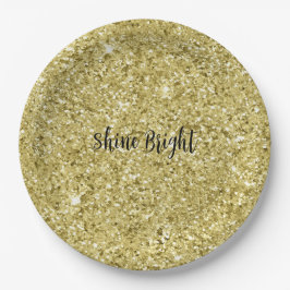 Plato De Papel Purpurina de espuma de oro