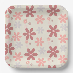 Plato De Papel purpurina de jovencita de flor adorable