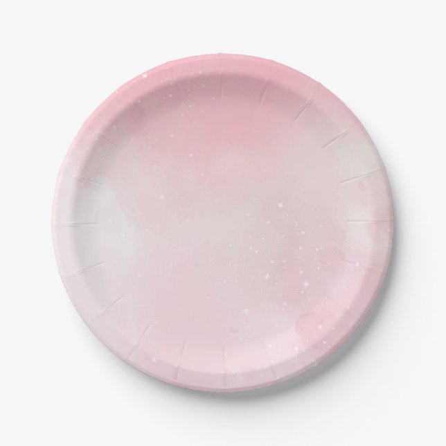 Plato De Papel Purpurina de nubes rosadas (Anverso)