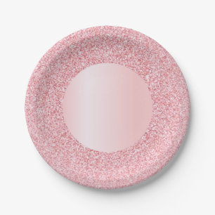Plato De Papel Purpurina de oro Rosa moderno con plantilla rosa