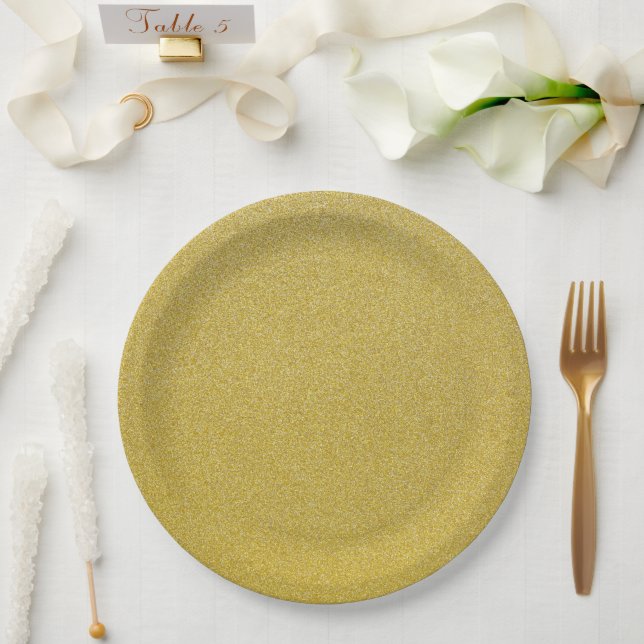 Plato De Papel Purpurina de oro, Sparkle, fondo Purpurina (Boda)