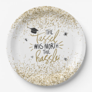 Plato De Papel Purpurina de oro Tassel Worth the Hassle Graduatio